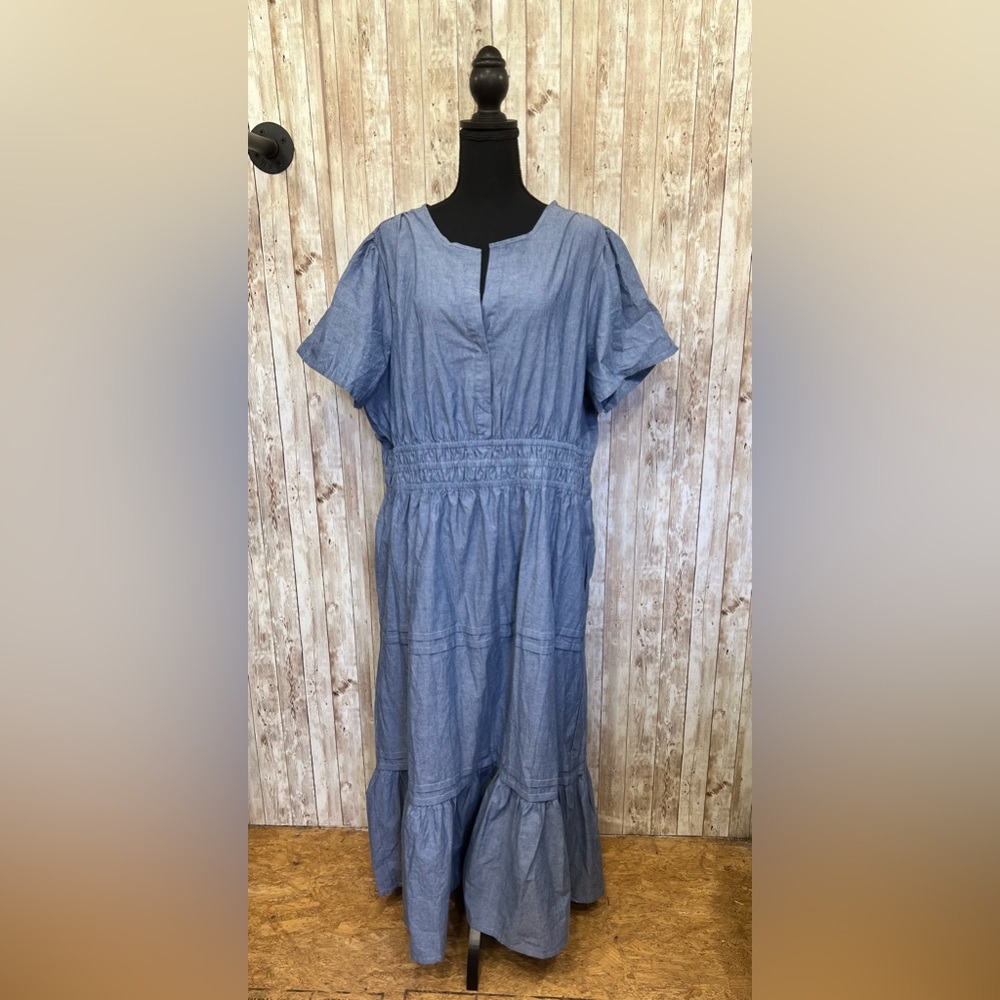 French‎ Connection Blue Smocked Maxi Sundress